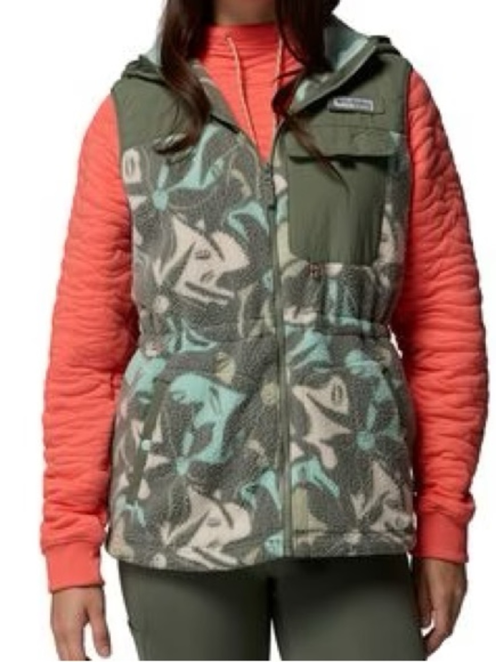 Columbia Women's Olive Green Patterned Sherpa Vest